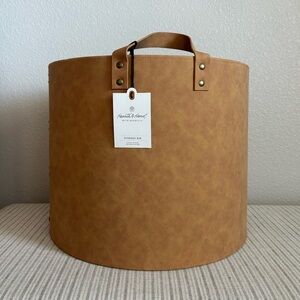 NWT Large Faux Leather Storage Bin Basket with Handles 13"Hx16"D - Hearth & Hand